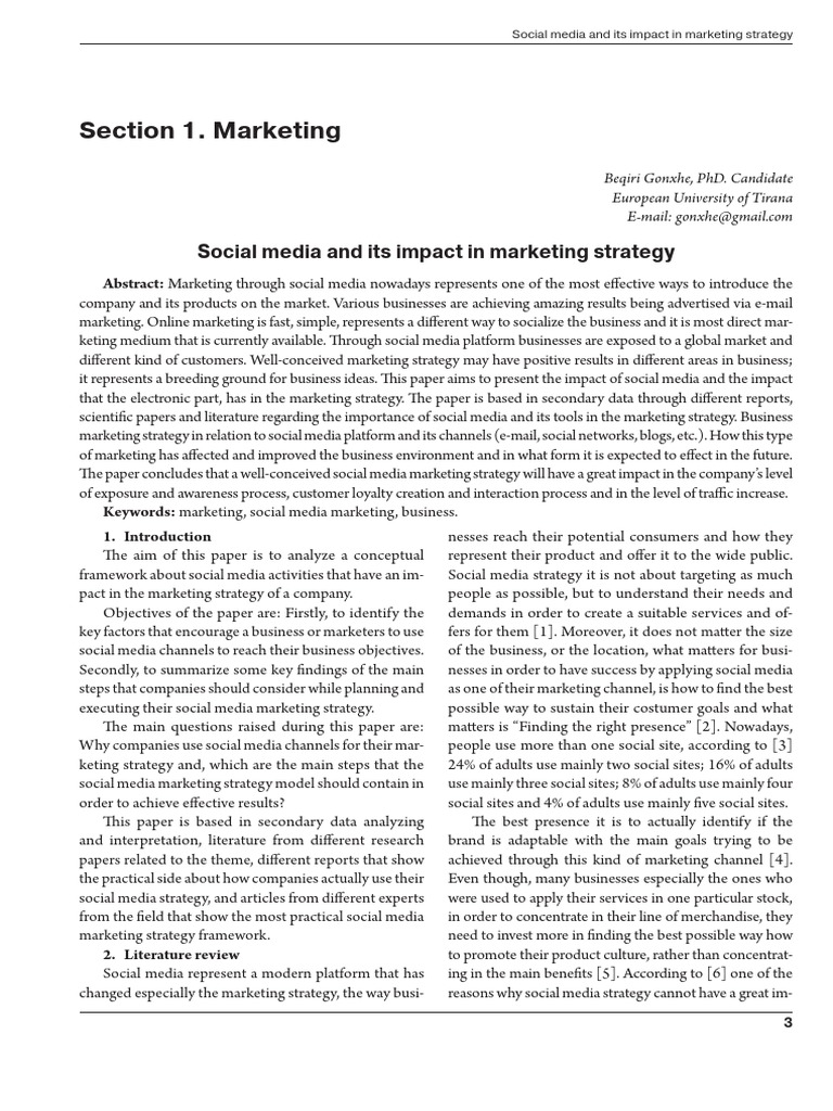 Social Media and Its Impact in Marketing Strategy PDF | PDF | Social ...