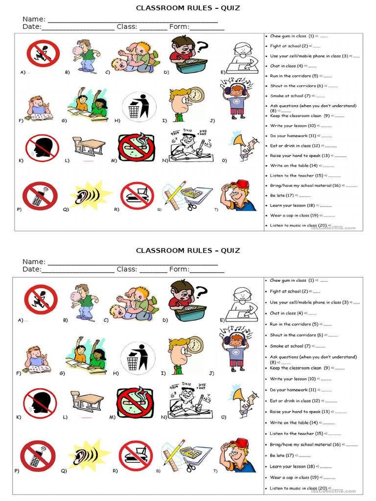 Classroom Rules Quiz for Students | PDF | Career & Growth