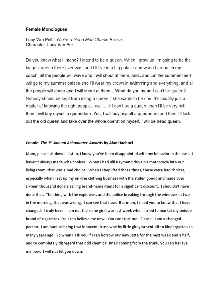 Female Monologues PDF | PDF