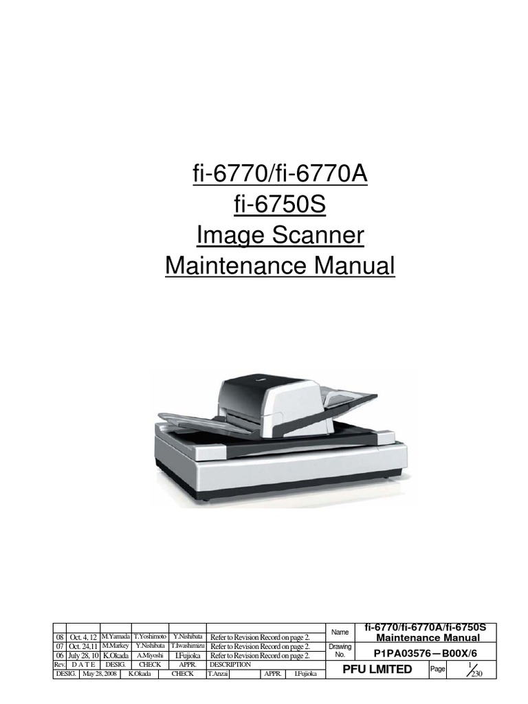 FUJITSU Fi-6750s Fi-6770 Fi-6770a Scanner Service PDF | PDF