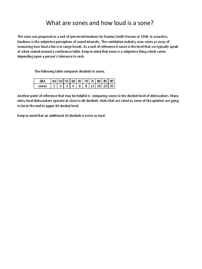 What Are Sones and How Loud Is A Sone? PDF