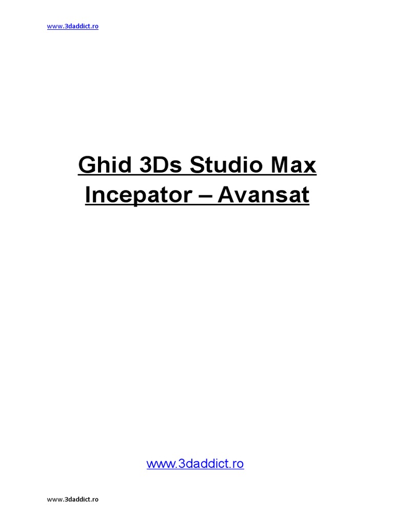 Ghid 3d Studio Max Incepator Avansat PDF | PDF