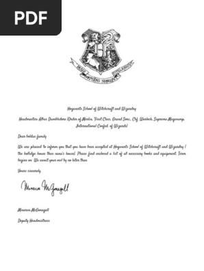 Copy of Hogwarts acceptance letter Template