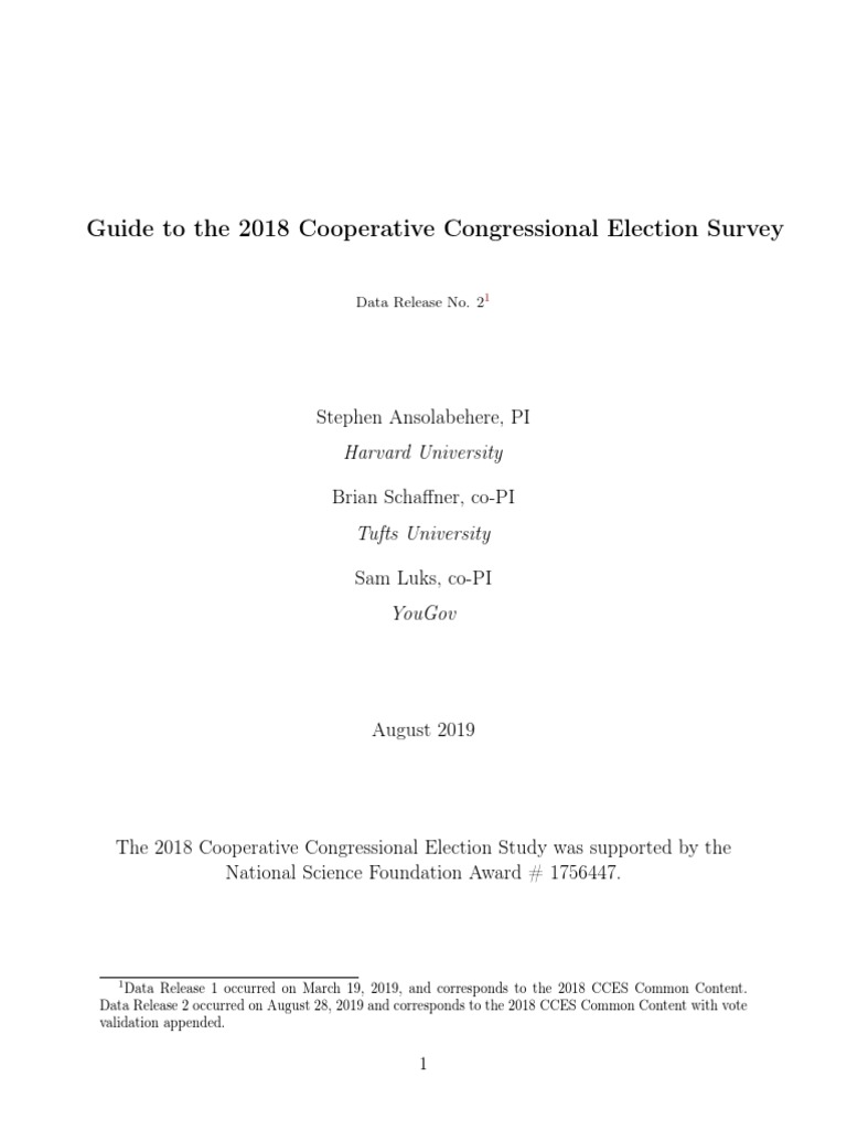 Cces Guide 2018 Pdf Stratified Sampling Sampling Statistics