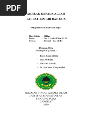 Akhlak Kepada Allah Taubat Dzikir Dan Doa