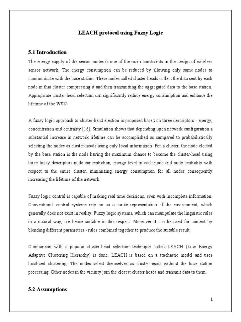 LEACH Protocol Using Fuzzy Logic | PDF | Wireless Sensor Network ...