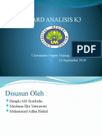 Hazard Analisis K3: Universitas Negeri Malang 24 September 2018