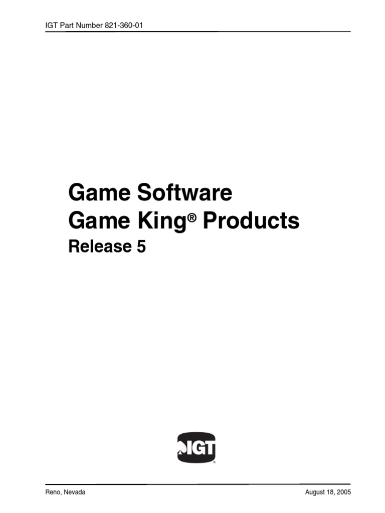 Game King Software Products Release 5 PDF PDF Menu