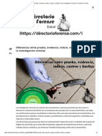 Diferencias Entre Prueba, Evidencia, Indicio, Rastros y Huellas en La Investigación Criminal - Directorio Forense PDF