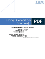 Typing - General (5 Minutes Onscreen) : Test Results For: Andrew Humble