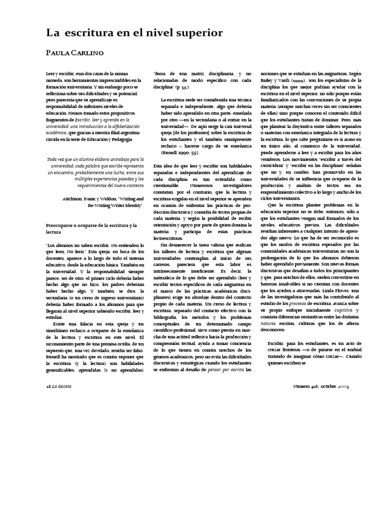 Escritura y lectura en la educación superior | PDF | Aprendizaje ...
