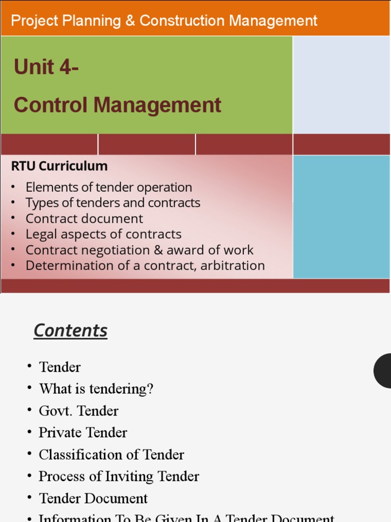 Tendering Process in Construction Management | PDF | Procurement ...