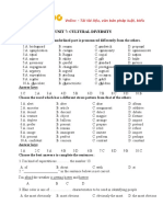 Unit 7: Cultural Diversity: Choose The Word Whose Underlined Part Is Pronounced Differently From The Others