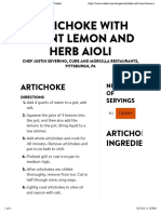Artichoke With Burnt Lemon and Herb Aioli - Sunkist