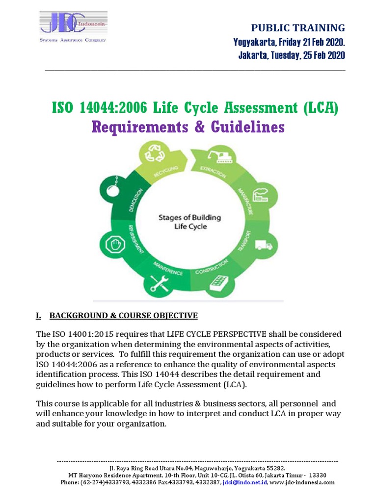 Jakarta Public Training Lca Iso 14044 25 Feb 2020 Download Free
