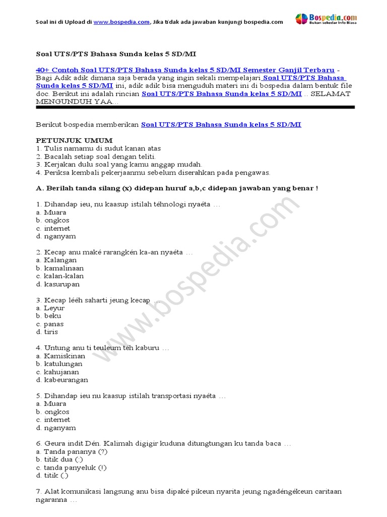 13+ Contoh Soal Utspts Bahasa Indonesia 22 Pictures