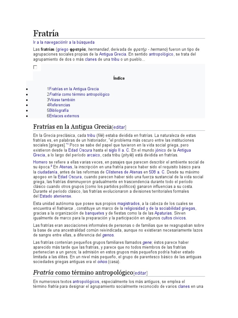 Fratría | PDF | Antigua Grecia | Antiguedad clasica