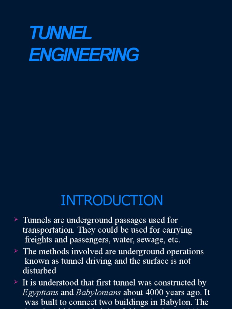 Tunnel Engineering 1 Pdf Tunnel Civil Engineering