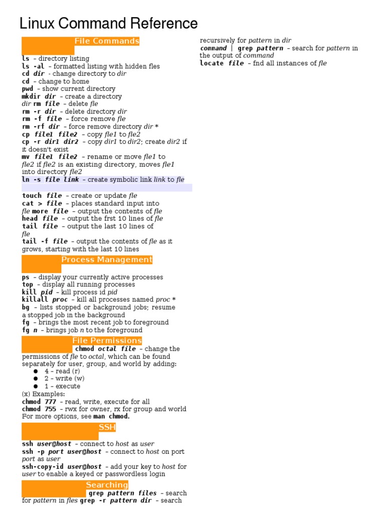 Linux Command Reference: File Commands | Download Free PDF | Computer ...