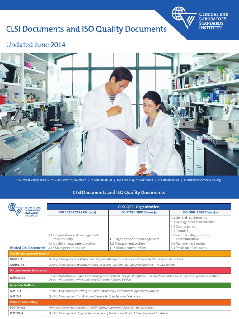 CLSI Quality Management Guidelines Overview | PDF | Medical Laboratory ...