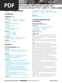 Design To Supply Head Unit and Banner: Unit 1 Inspiration Insight Upper-Intermediate Workbook Answer Key