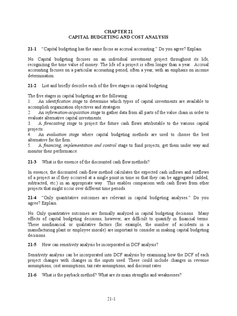 Capital Budgeting and Cost Analysis Overview | PDF | Internal Rate Of ...