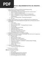 List of Portfolio Requirements For TM 1training