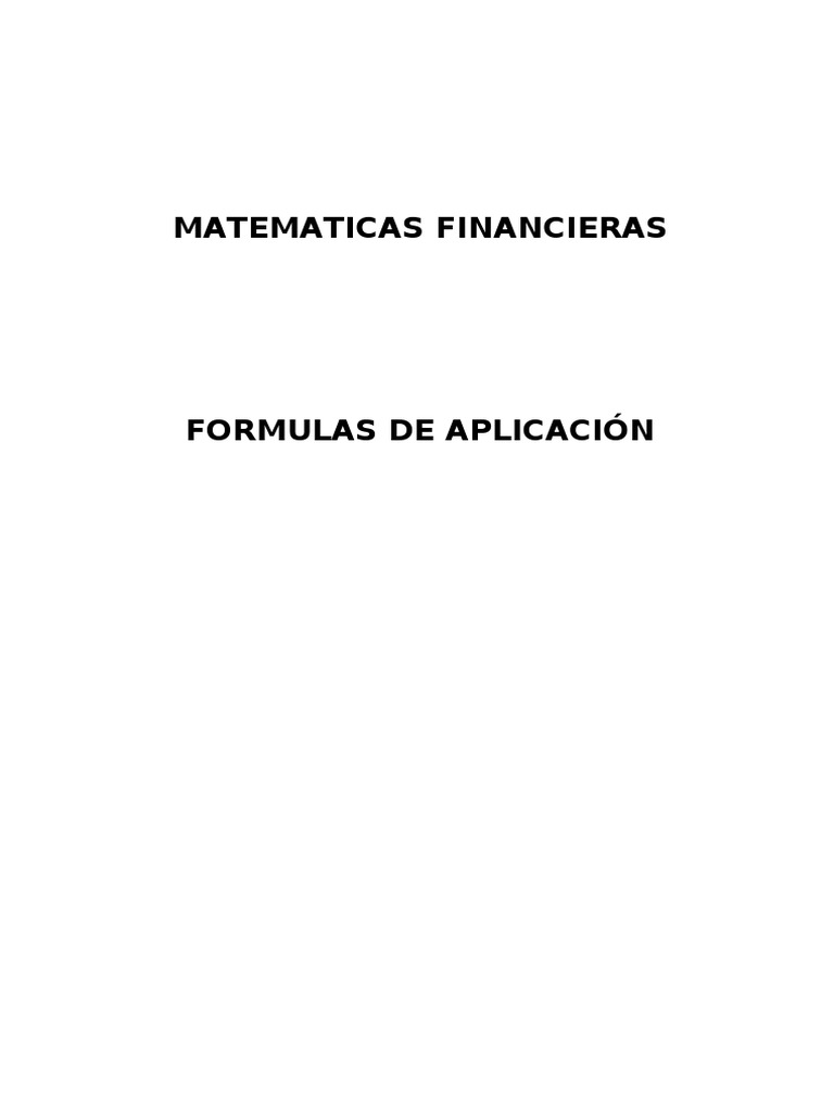 Formulas Matematicas Financieras PDF Finanzas Matemáticas