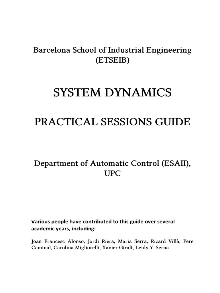 System Dynamics Practical Guide for ETSEIB | PDF | Control Theory ...