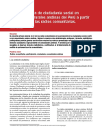 La Construcción de Ciudadanía Social en Comunidades Rurales Andinas Del Perú A Partir Del Trabajo de Las Radios Comunitarias