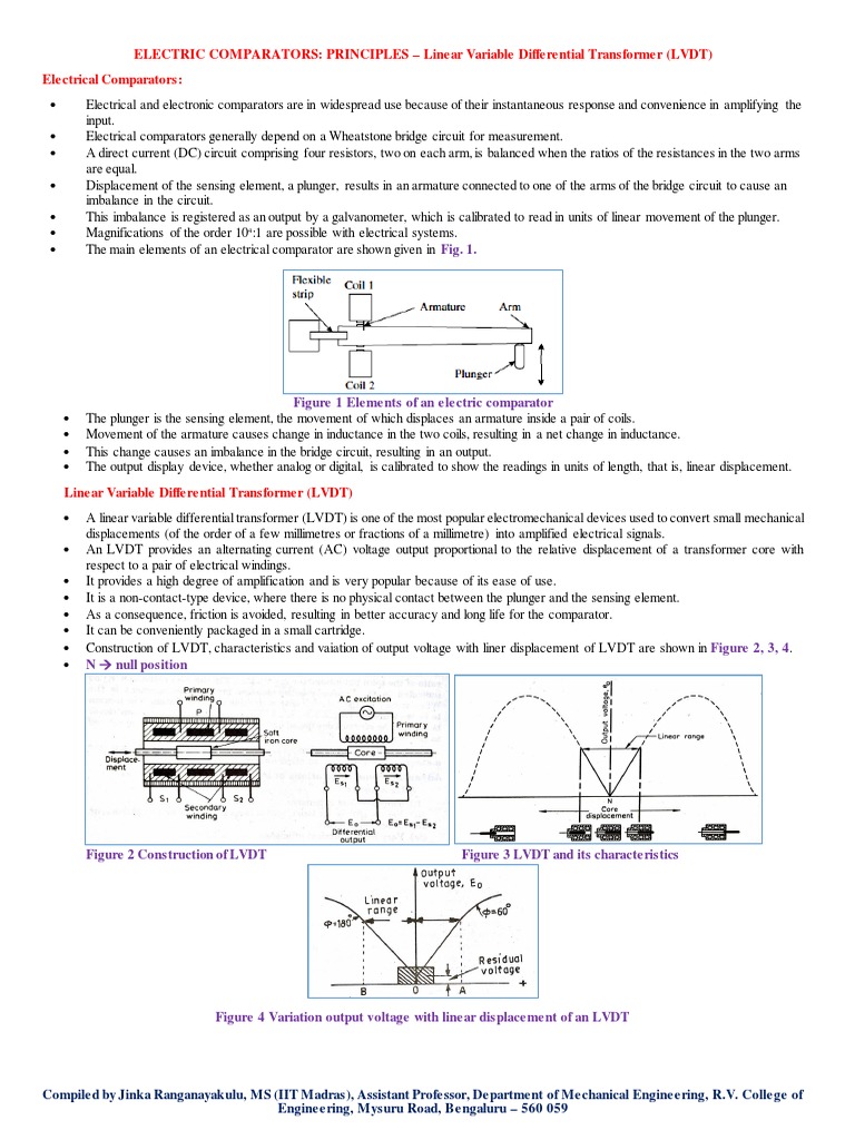 ELECTRIC COMPARATORS PRINCIPLES Linear Variable Differential