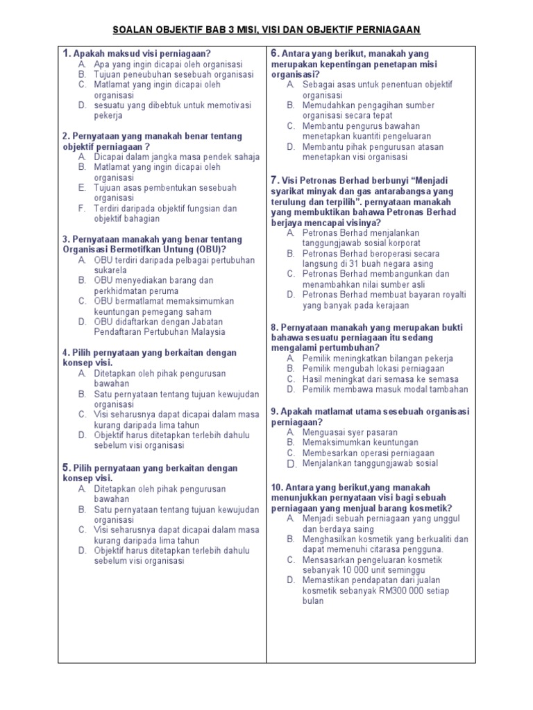 Latihan Perniagaan Bab 3 Pdf