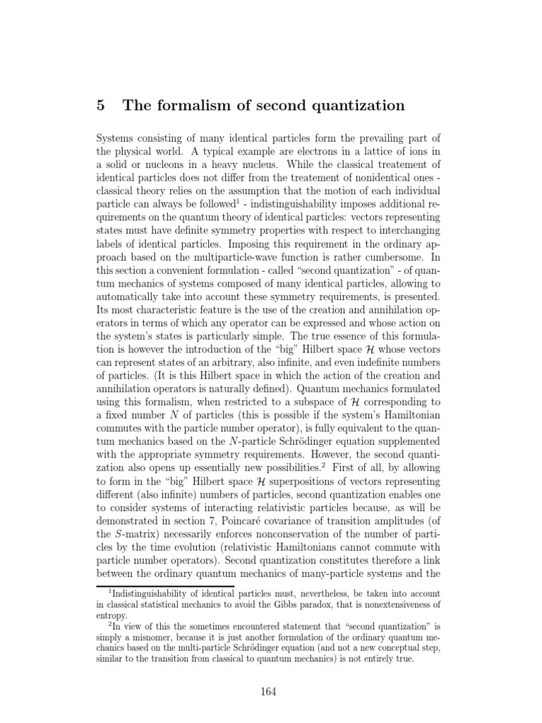 5 The Formalism of Second Quantization PDF Vector Space Quantum