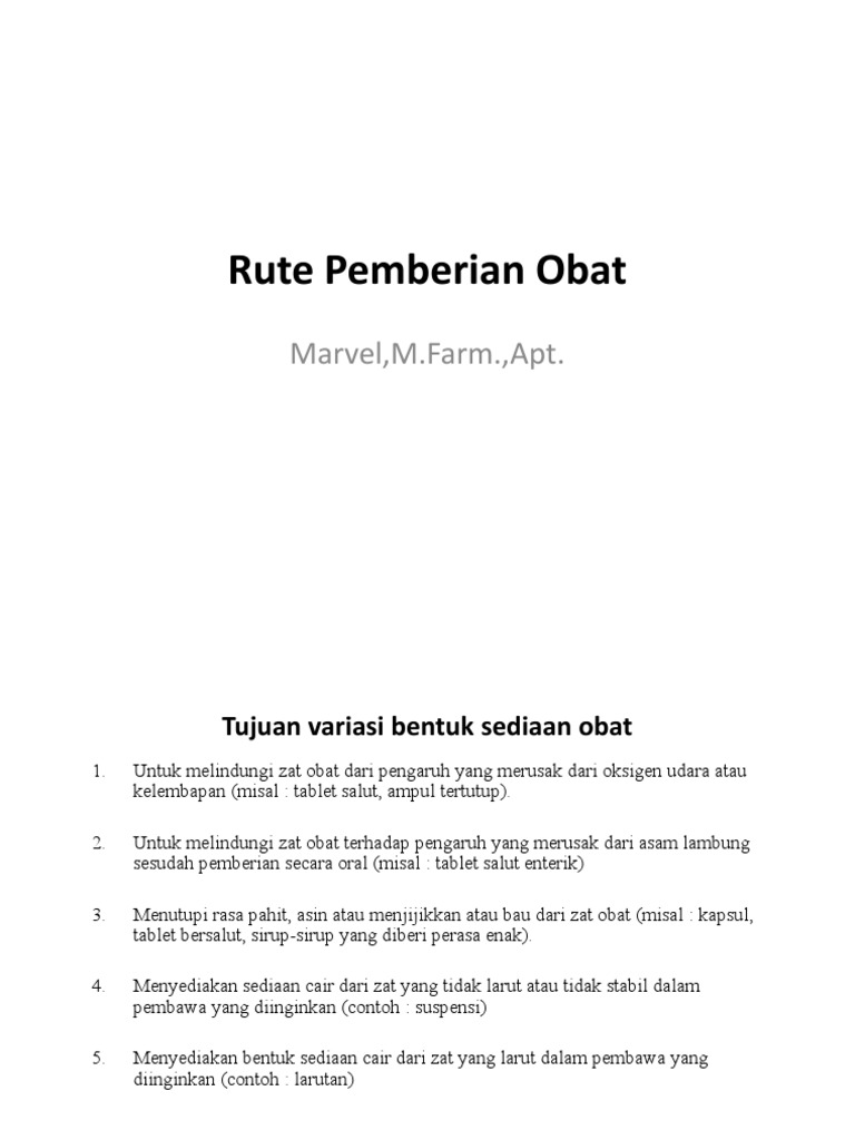 Rute dan Macam Pemberian Obat | PDF