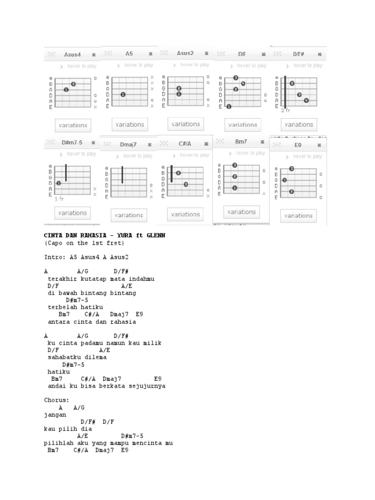 Chord Gitar CINTA DAN RAHASIA | PDF