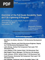 Overview of The Full Scale Durability Tests On F-35 Lightning II Program