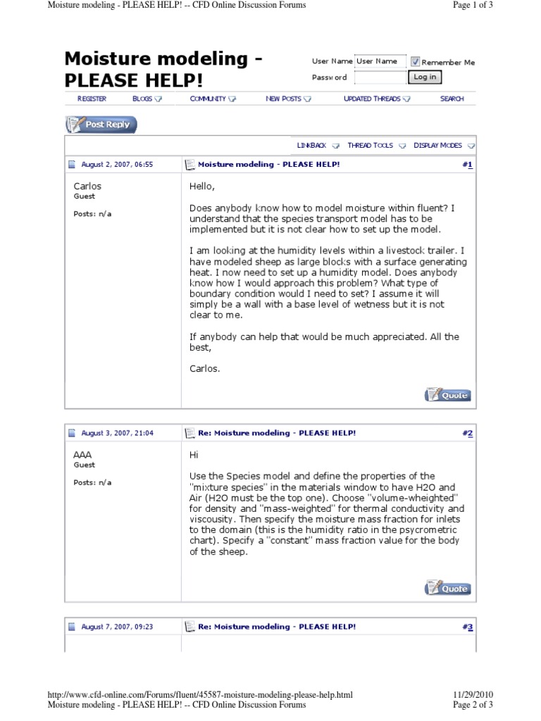 CFD Online FLUENT Moisture Modeling | PDF | Humidity | Thermodynamics