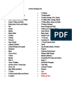 Unimec Shopping List