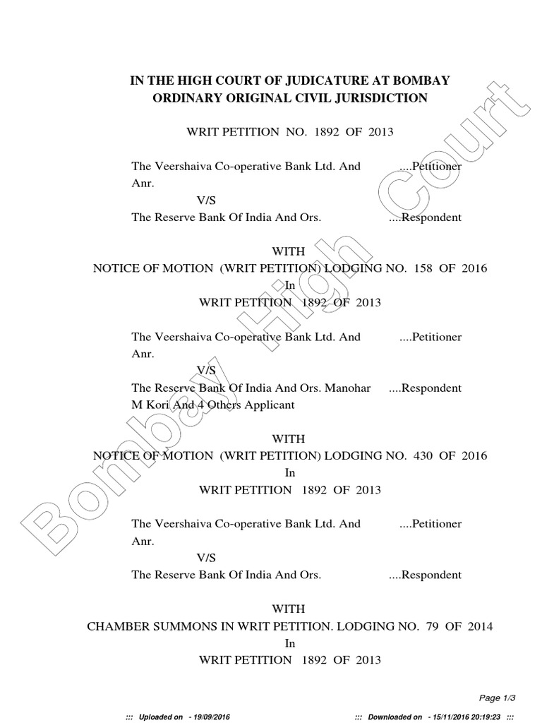 Bombay High Court: in The High Court of Judicature at Bombay Ordinary ...