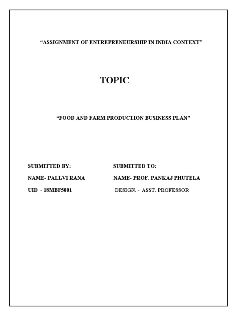 Food and Farm Production Business Plan PDF Organic Farming Vegetables