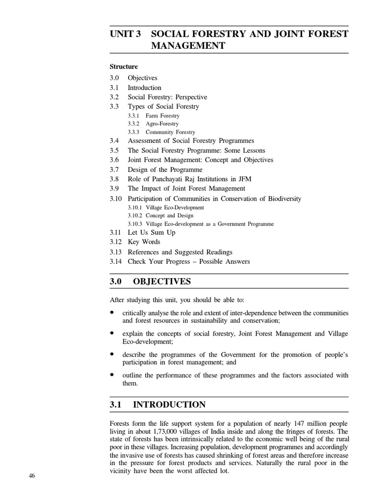 Unit-3 Joint Forest Management | PDF | Forestry | Natural Environment