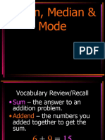 Mean, Mode, Median