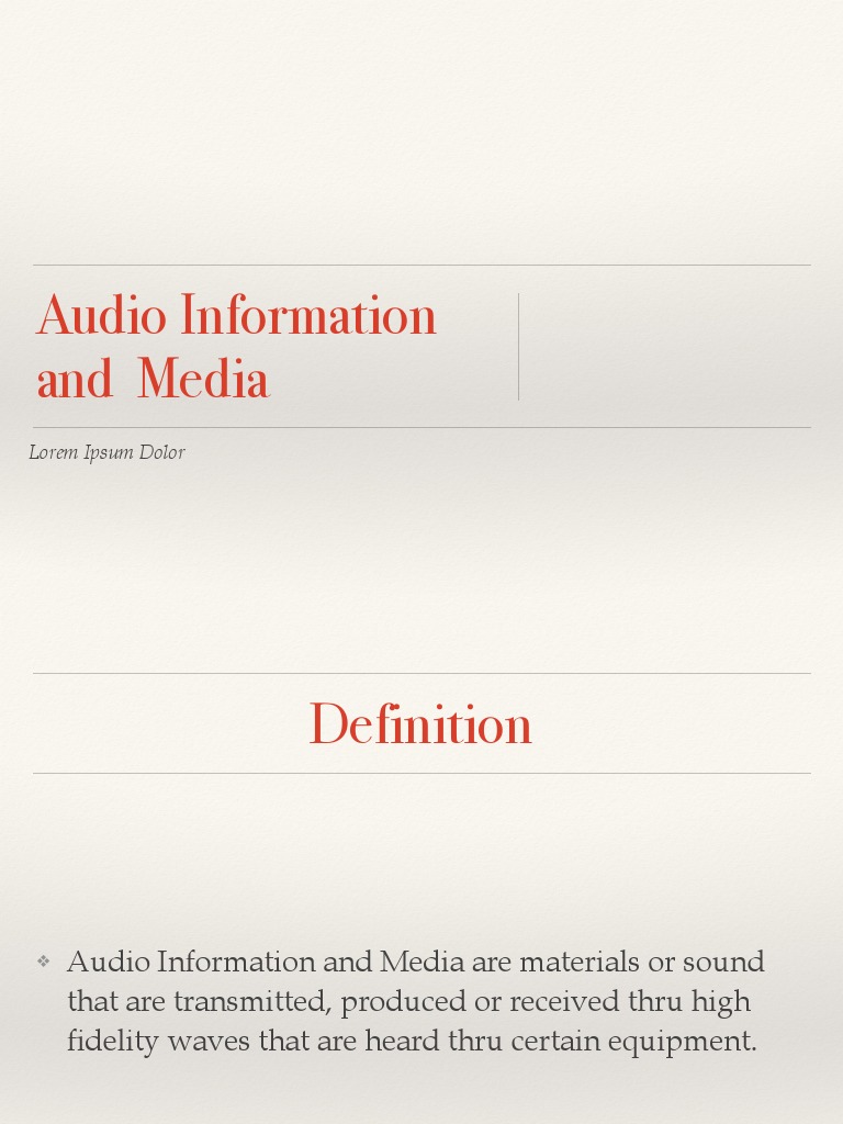 Audio Information and Media: Lorem Ipsum Dolor | PDF | Data Compression ...