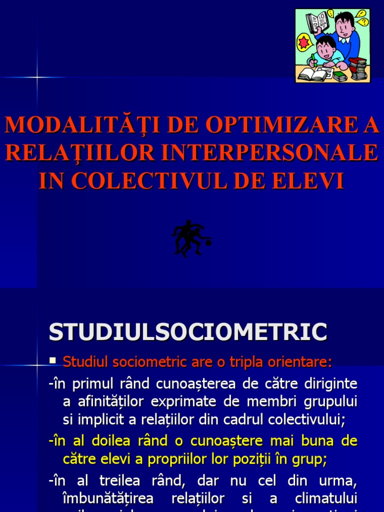 Modalit Ăţi de Optimizare A Relaţiilor Interpersonale in Colectivul de ...
