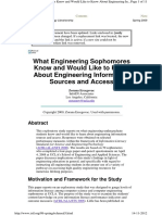 What Engineering Sophomores Know and Would Like To Know About Engineering Information Sources and Access