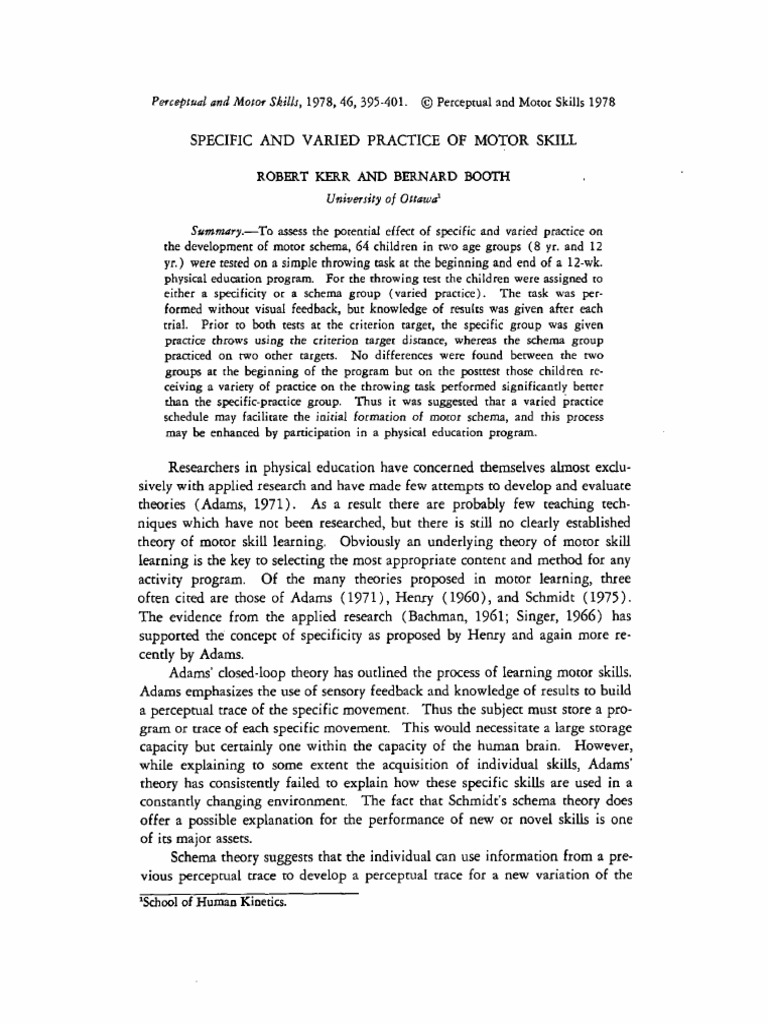Specific Vs Varied Practice PDF | PDF | Nervous System | Cognition