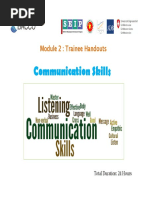 Communication Skills: Module 2: Trainee Handouts Module 2: Trainee Handouts