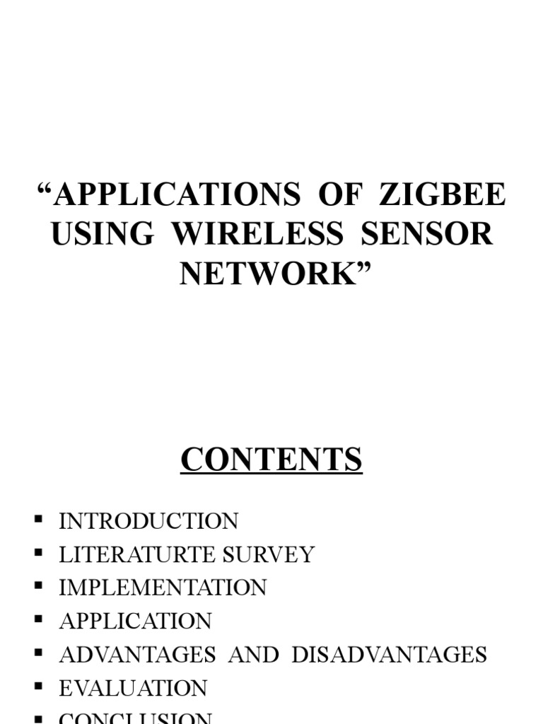 Applications of Zigbee Using Wireless Sensor Network | PDF | Wireless ...