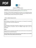 TCS3244 Management Information Systems ASSIGNMENT: There Are 2 Sections in This Assignment Individual and Group. Answer All and