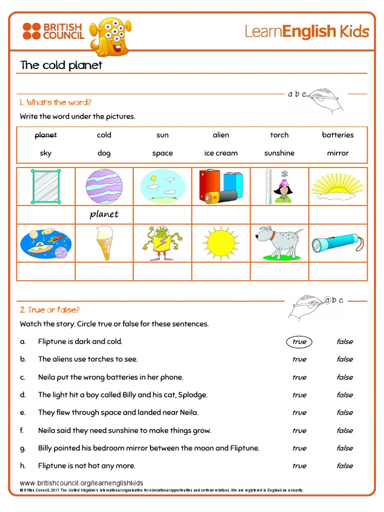 Short Stories The Cold Planet Worksheet | PDF | Nature